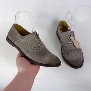 Kickers Sharlyn Oxfords Womens 7.5 Gray Suede Lace-Up Low Top Wingtip Almond Toe